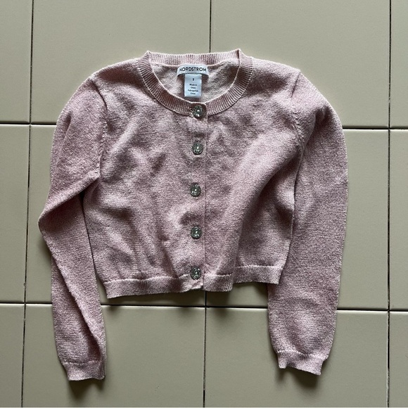New Nordstrom Girls Pink Metallic Cardigan - Picture 1 of 5